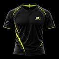 PROTOX STRIKE X training jersey, front: black with a lime slash and the PX mark on the chest